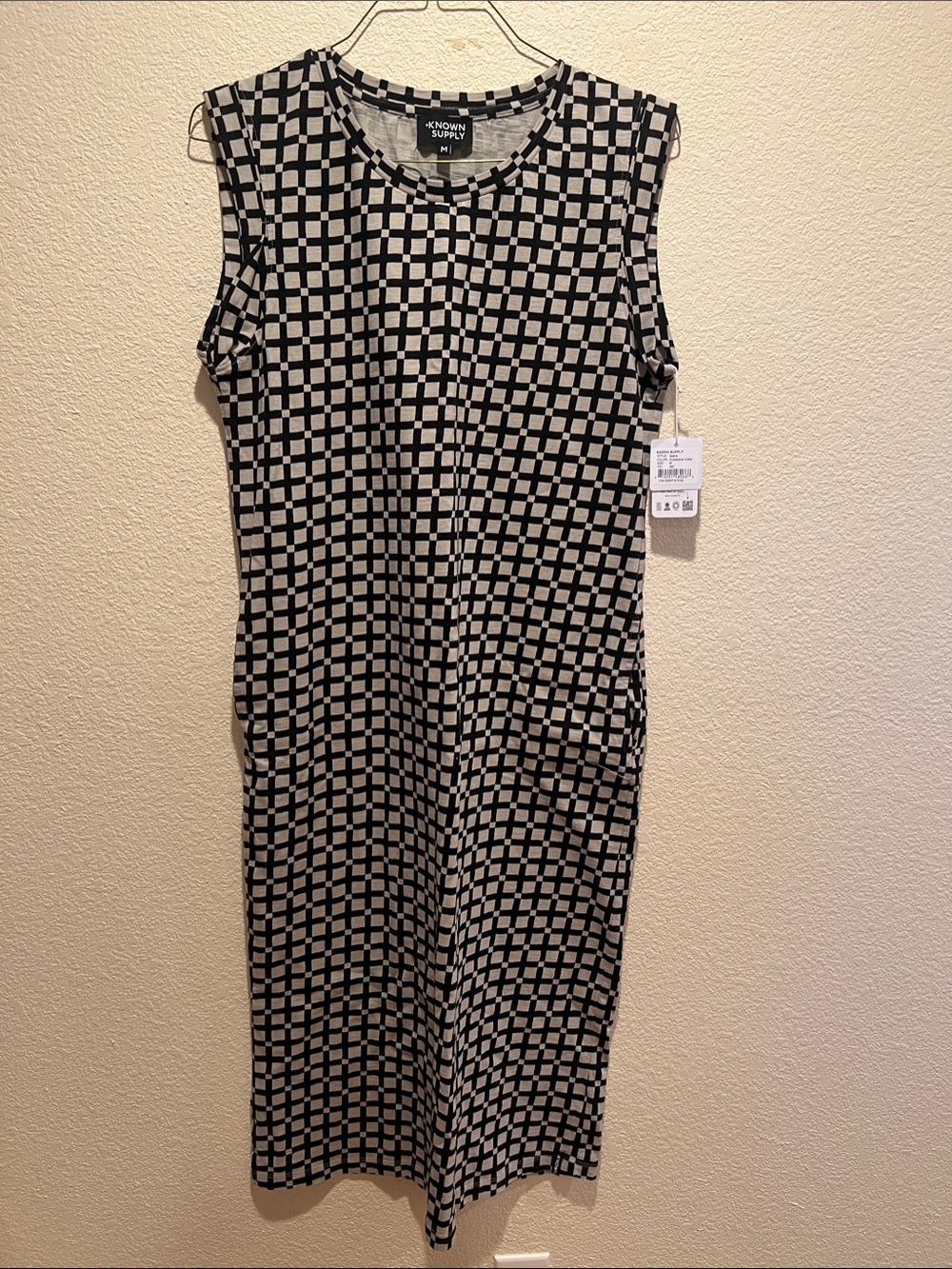 Known Supply Sasha Eucalyptus Check Midi Dress